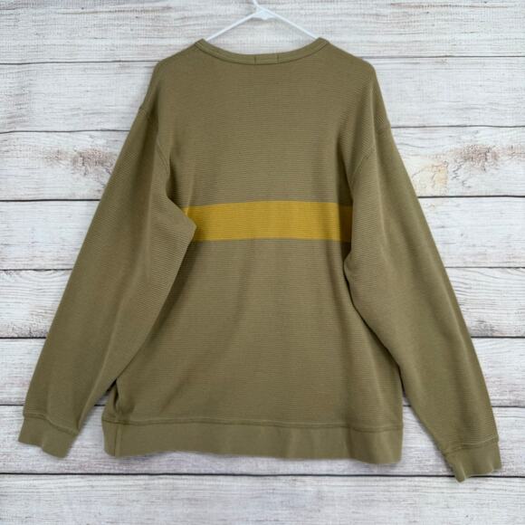 Katin Waffle Knit Crewneck Striped Shirt Mens XL Green Gold Stretch - Picture 2 of 12